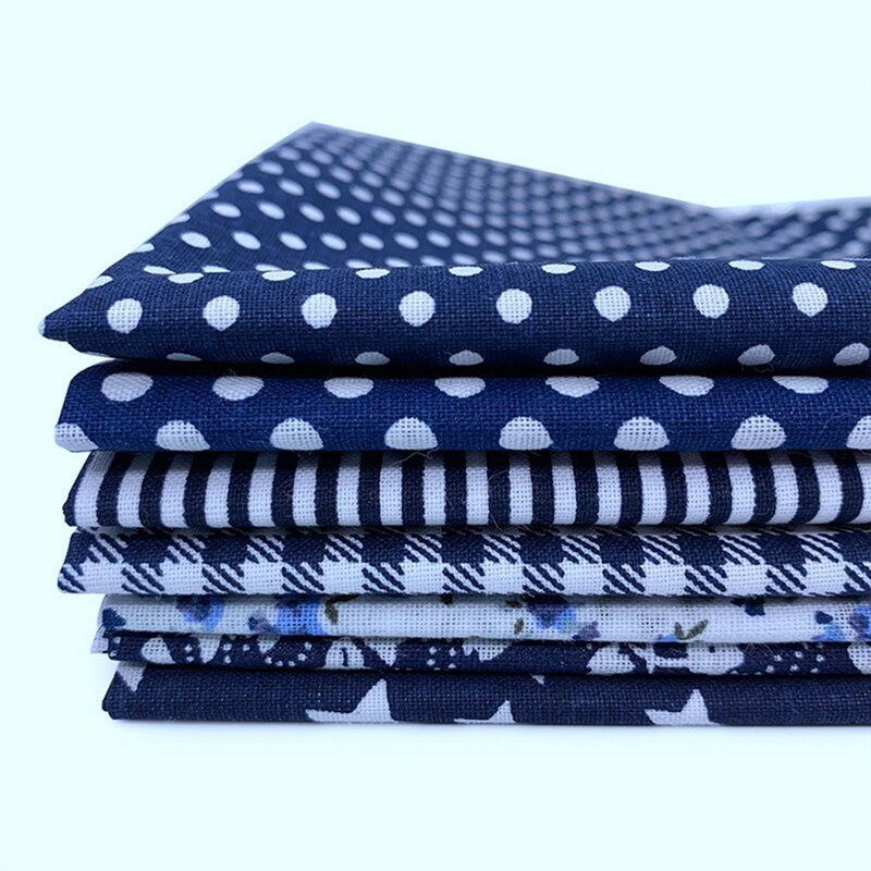 7Pcs Cotton Fabric Squares Bundle Patchwork Pre-Cut Quilt Squares for DIY Handmade Patchwork Cloth Bag Needlework