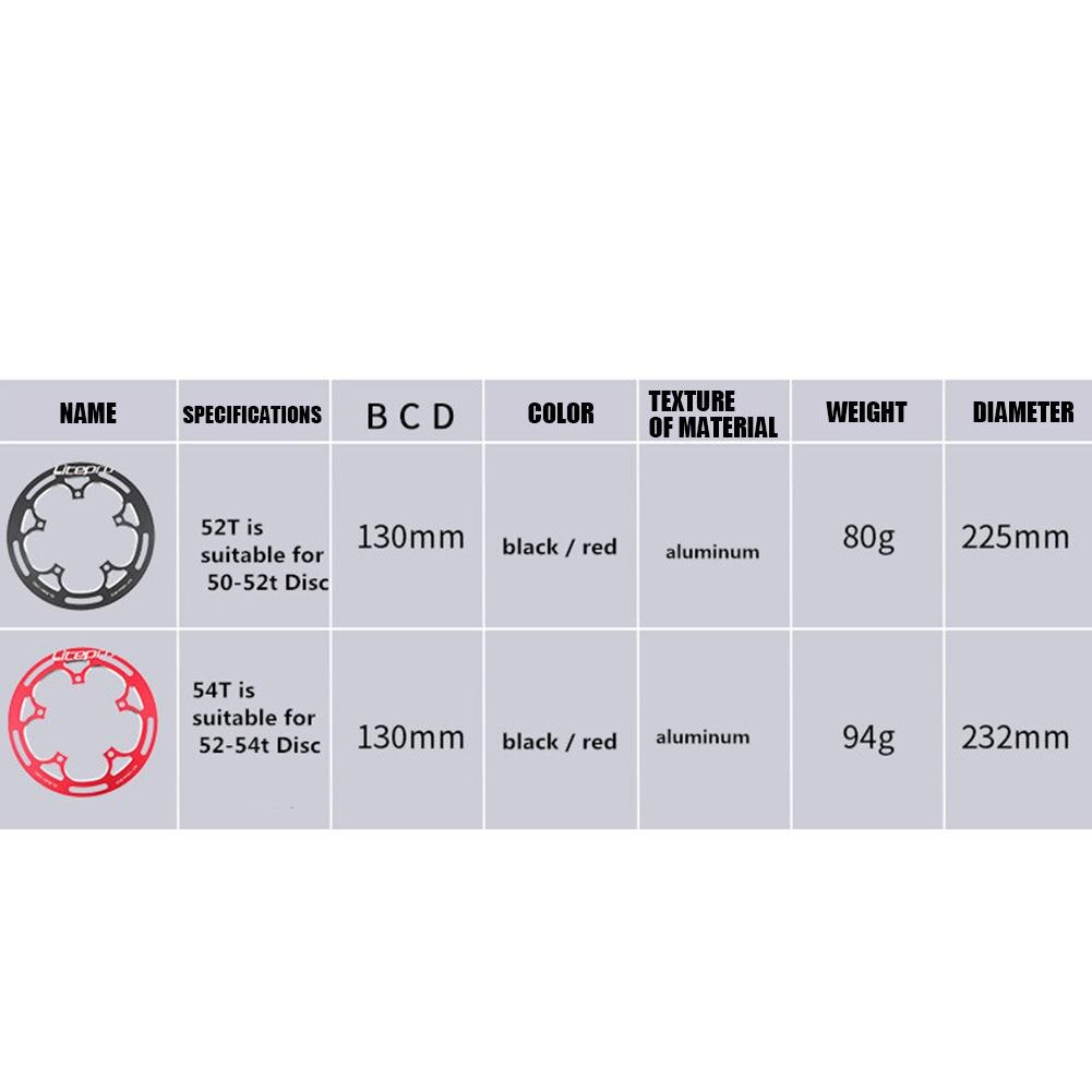 50t 52t 53t 54t Single Chainring Aluminium Alloy Bicycle Chain Ring Chain Wheel Ring Protective Cover Cycling Accessories