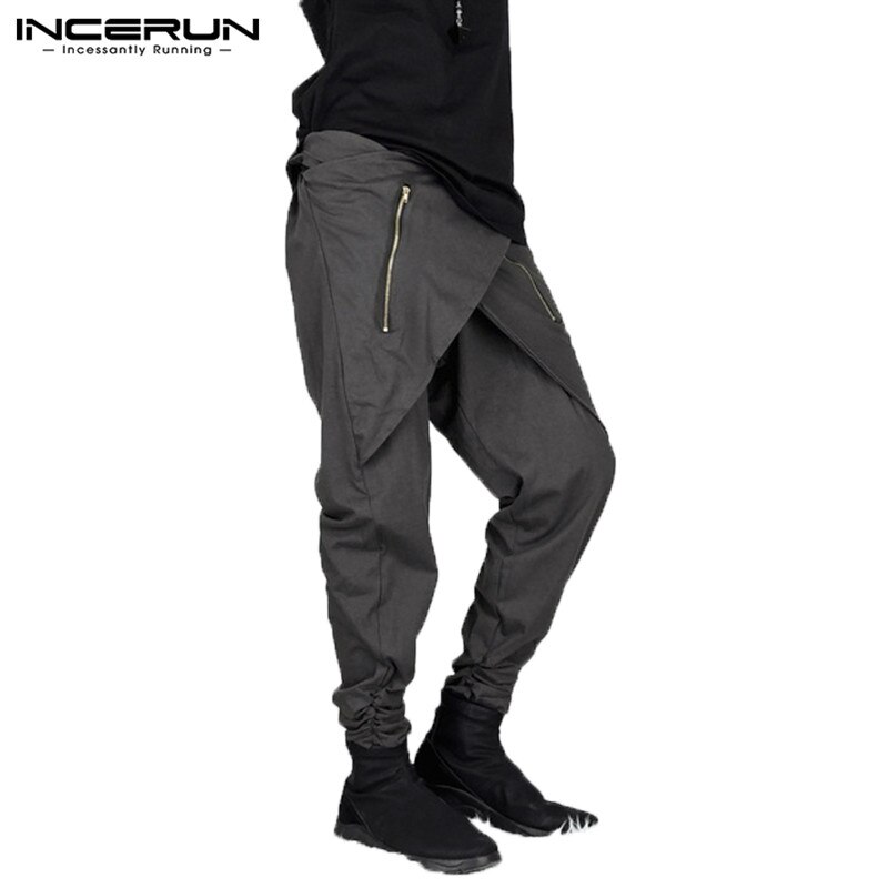 Snygga byxor feminias kjol stil herr haremsbyxor oregelbunden dragkedja slim fit träningsbyxor pantalon hombre coola byxor 8