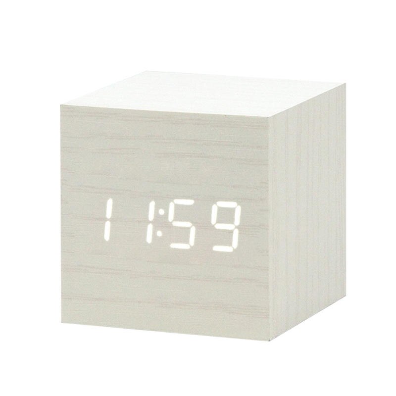 Di Legno del Led Digital Alarm Clock Orologio Elettronico Con Controllo Acustico di Rilevamento Funzione Snooze Breve Quadrato Singolo Viso Orologi: L7