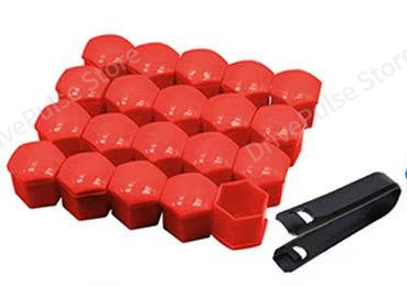 20 piezas cubiertas universales para tuercas de rueda 17/19/21mm-tapas para pernos de rueda a prueba de ust para coche, SUV, camión | Protección y decoración exterior: M12x1. 25 / Rojo