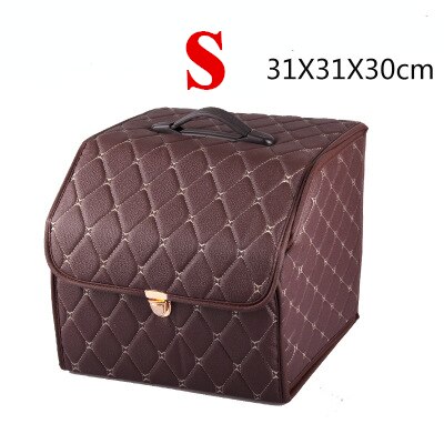 PU Leather Trunk Organizer Folding Storage Box Car SUV Trunk Organizer Stroage Bag Auto Interior Car Accessories: S coffee