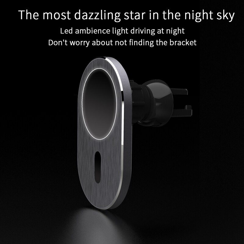 Cargador de coche inalámbrico magnético Qi de 15W, soporte de tablero de ventilación de aire para iPhone 12 Mini Pro Max, soporte de salida de adsorción magnética