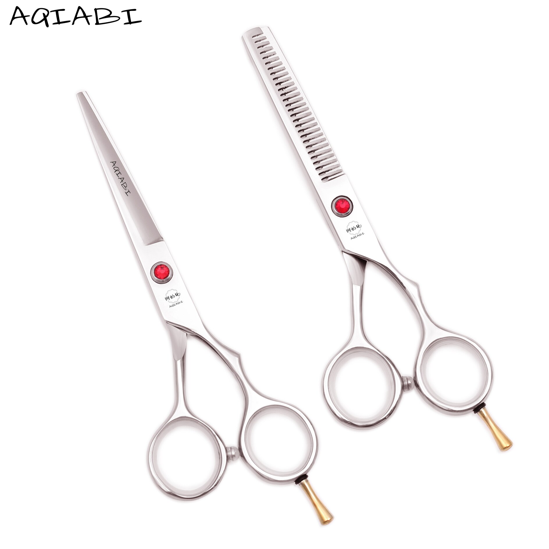 5.5" AQIABI Hair Cut Hairdressing Scissors 440C Thinning Scissors Barber Shears Hair Scissors A1013