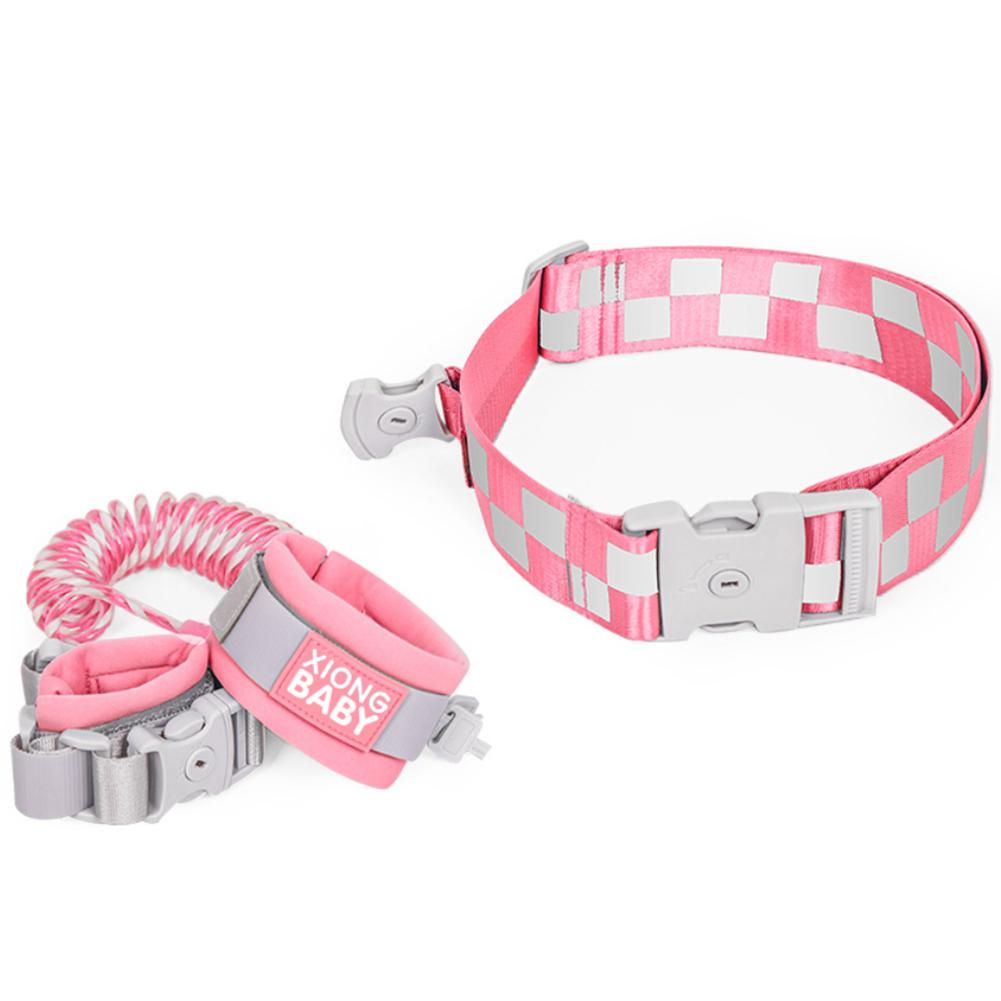 1.5M illuminer enfants bébé sécurité marche harnais Anti perte réglable Traction corde rappel enfant en bas âge poignet taille marche ceinture: Pink