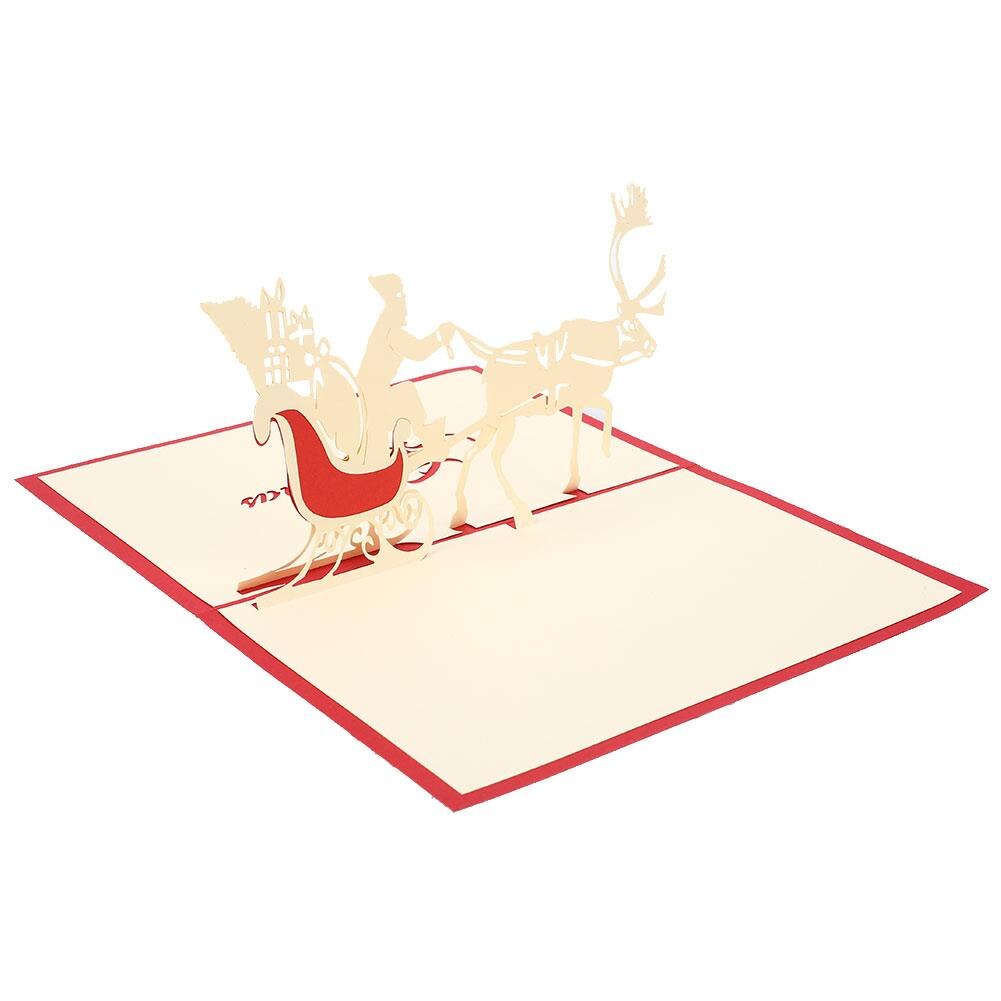 Handmade Cards 3D Year Card Postcards Christmas Postcard Pop Up Christmas Diy Year Red Birthday
