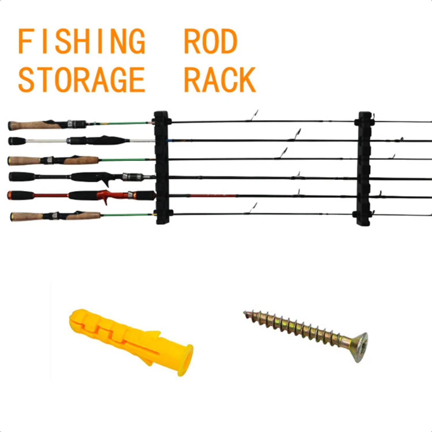1PC Plastic Fishing Rod Holders 6-Rod Rack Vertical Pole Holder Wall Mount Modular Garage