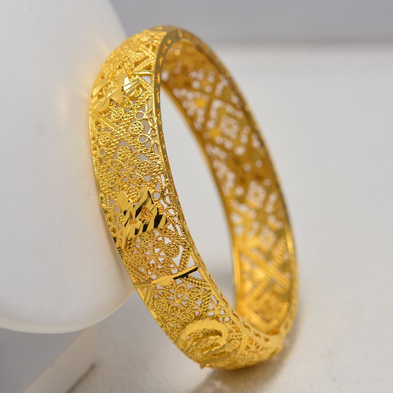 Dubai Goud Kleur Mannen Vrouwen Armband Vacuüm Gouden Kleur & Koper Brede Bangle voor Vrouwen Hand Chain Sieraden Ethiopische/ arabNigeria: 5