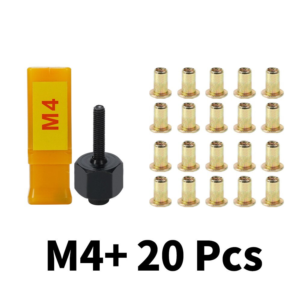 HIFESON Hand Rivet Nut Tool Head Nuts Manual Riveter Rivnut Tool with steel nuts for M3 M4 M5 M6 M8 M10: M4 20 PCS Steel