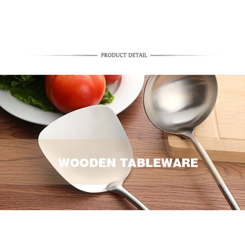 Luxurious Stainless Steel Tableware Ladle Spoon Sets Thicken Metal Big Soup Ladle reusable Kitchen Utensils Cooking Tools