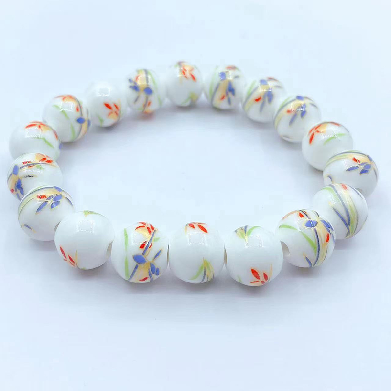 Blue And White Porcelain Ceramic Bead Bracelet - Ethnic Style DIY Handcrafted Accessories For National Style Jewelry: Rust Red