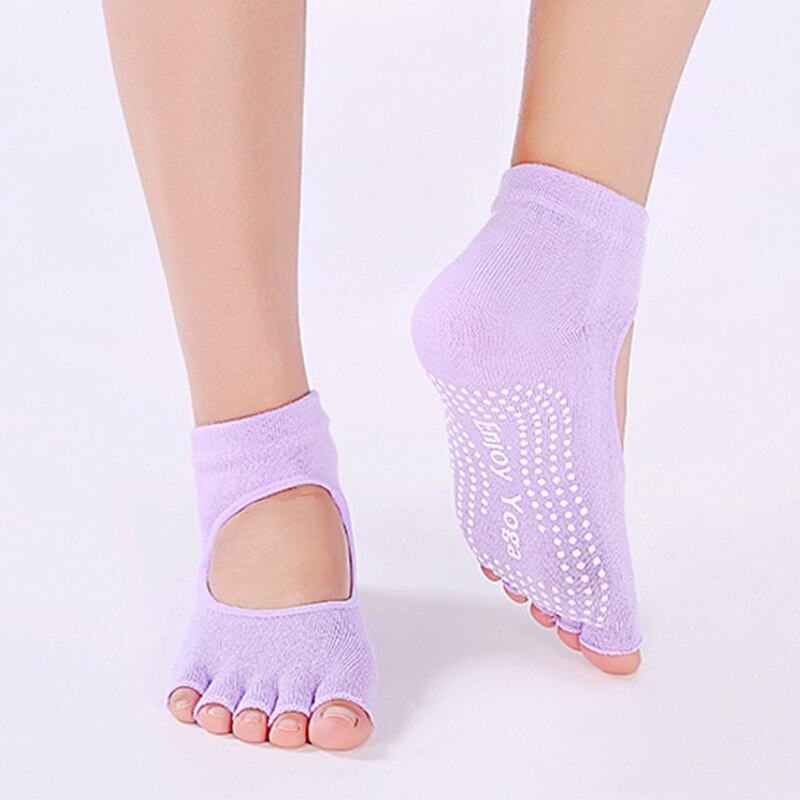 Calcetines cortos de Yoga sin espalda con cinco dedos, Calcetines antideslizantes de secado rápido con 5 dedos, para Fitness, deporte, Pilates, calcetín de Ballet, calcetines de algodón para Gymwear