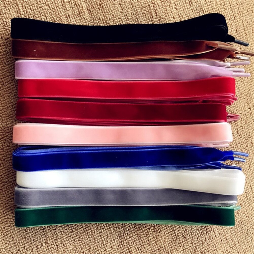 1.6cm Width Velvet Shoelaces Women Ribbon Sneakers Shoe Laces Solid Color ShoeLace Boots Shoe String Rope 100cm/120cm Length