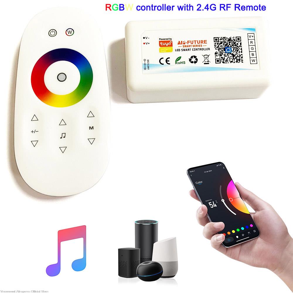 Controlador LED inalámbrico con Wifi, controlador compatible con aplicación iOs y Android, Alexa, Control por voz de Google, para DIM CCT, RGB, RGBW, RGBCCT: RGBW RF Remote