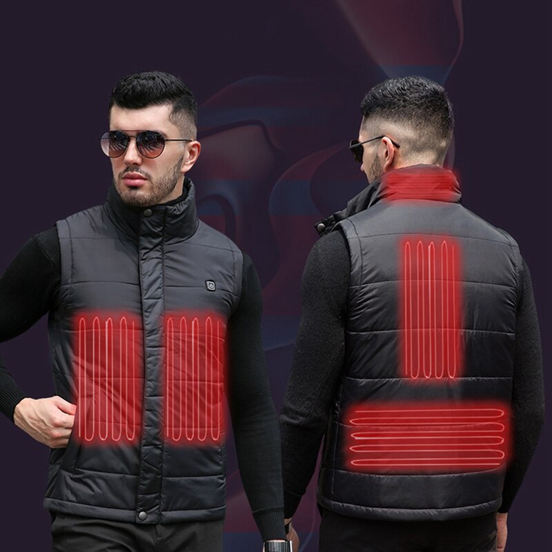 Chaleco inteligente de algodón con calefacción para invierno, chaqueta térmica de 3 engranajes ajustable con USB, 5 áreas de calefacción, ropa cálida