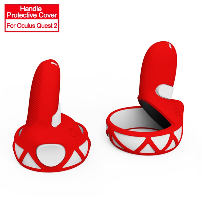 Funda protectora de lente para Oculus Quest 2 VR, accesorios de VR, cubierta de silicona para controlador táctil, cubierta de agarre para Oculus Quest2: B-Red