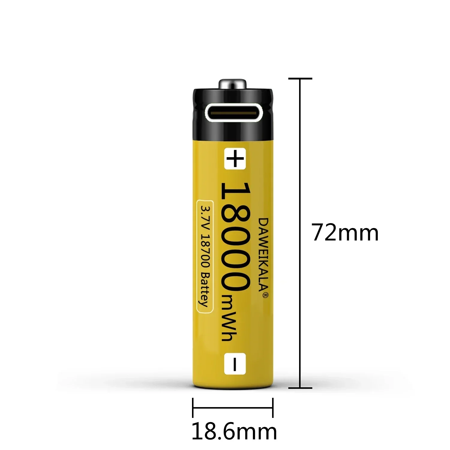 Battery 18650 USB C-type 18700 3.7V 18000 MWh flashlight lithium-ion charging tool mobile phone battery high magnification 18700