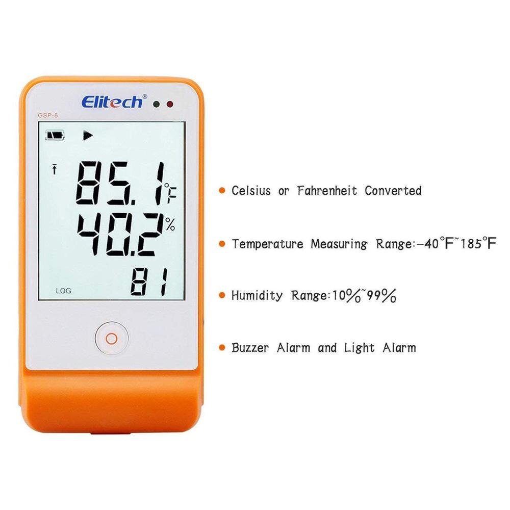 Elitech RC-5 USB Temperature Data Logger Recorder GSP-6 Temperature Humidity Data Logger 2 Temperature Sensor Probes