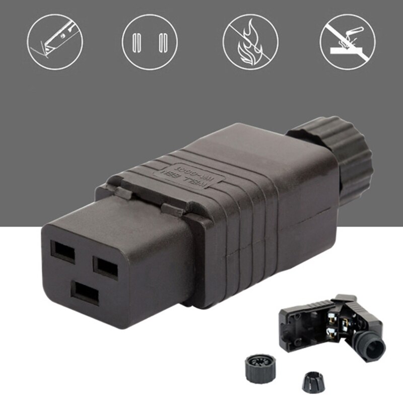 IEC PDU UPS 16A 250VAC 320 C 19 plug, IEC C19 DIY plug conector Rewirable Socket