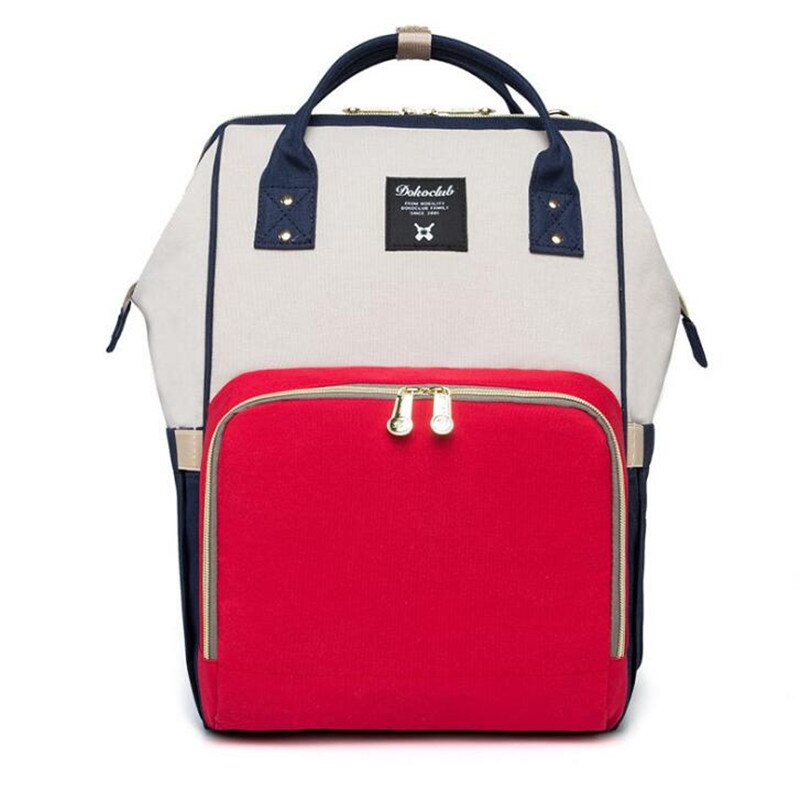 Dokoclub Baby Windel Tasche Große Kapazität Windel Tasche Reise Rucksack Mumie Pflege Taschen Multifunktionale Mutterschaft Tasche für Mutter: rot Beige