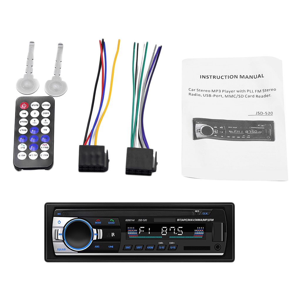 Car Stereo Receiver, Radio Car Receiver With MP3 Player WMA FM Remote Control, USB Port, Hands Free Stereo 4 X 60W