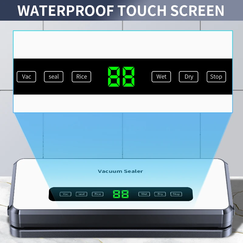 Electric Food Vacuum Sealer Dry/Wet Food Packaging Seal Built in Cutter Roll Bag Kitchen Food Storage Seal Vacuum Packaging