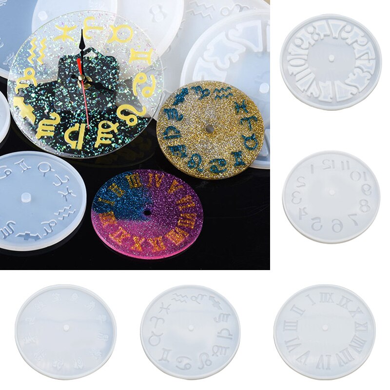 Diy Silicone Klok Mold Epoxyhars Tray Mold Klok Craft Maken Sieraden Accessoires Klei Cement Silicon Klok Mould Ronde