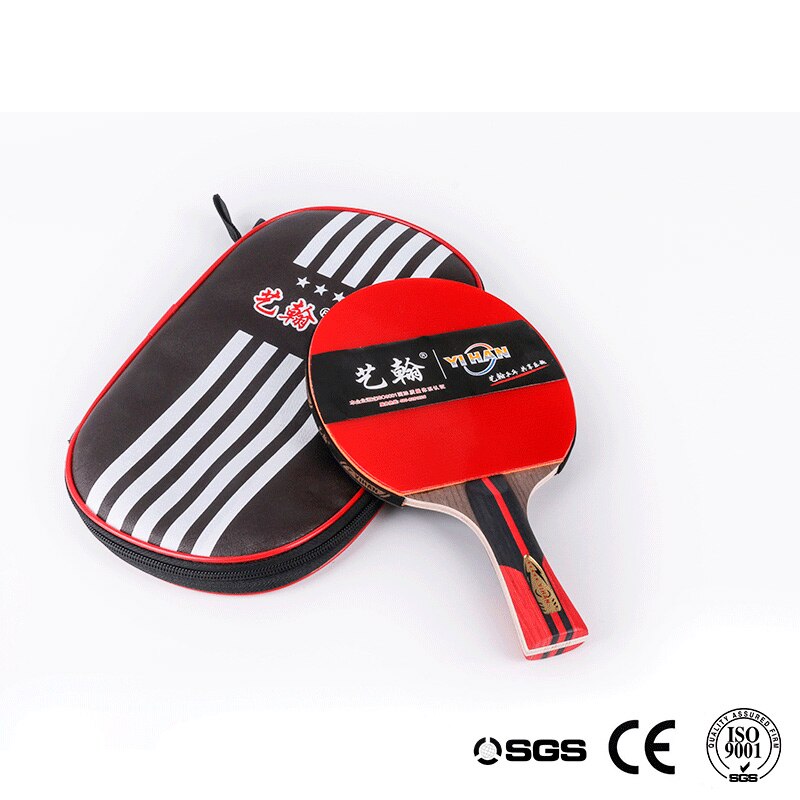 5- stjerners bordtennisracket med bag  +3 baller, kort håndtak ping pong padle, pingpong balltre, student sportsutstyr: 1 åre 3 kuler