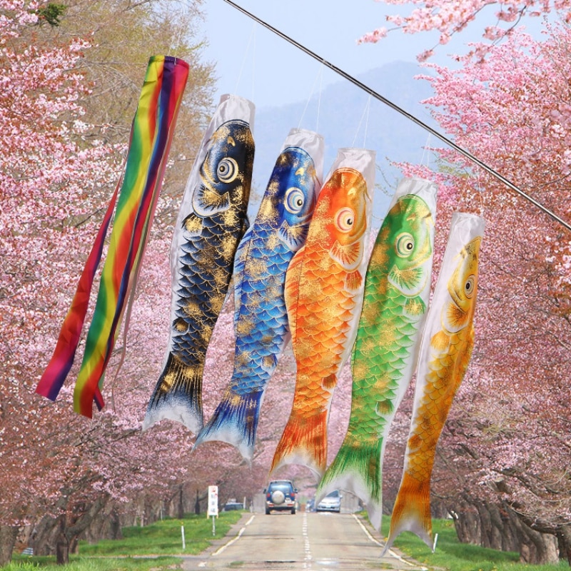 Colorful Japanese Style Carp Wind Sock Koinobori Fish Flag Wall Hanging Decoration