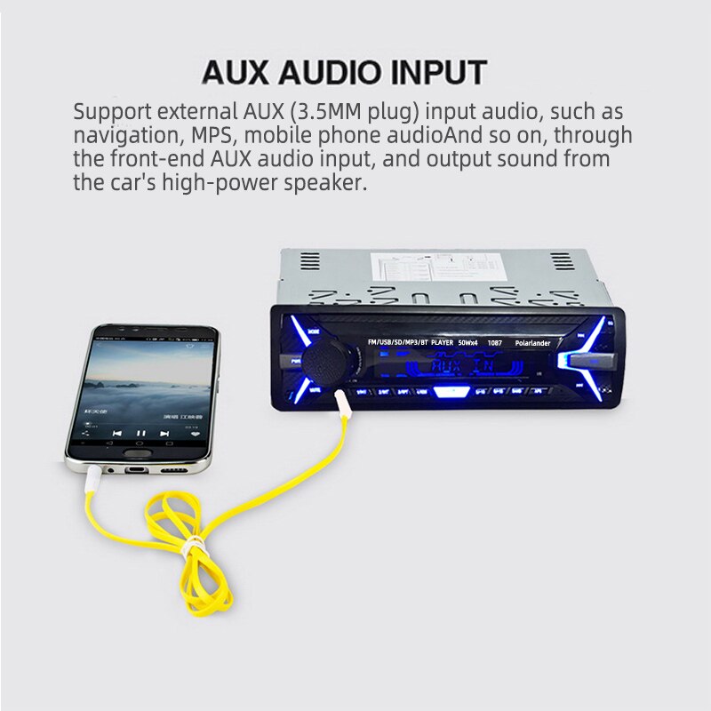 Aux tf usb bilradio fm  mp3 spiller 1 din audio bluetooth fjernbetjening stereo køretøj bil aftageligt panel rds 1087 rds