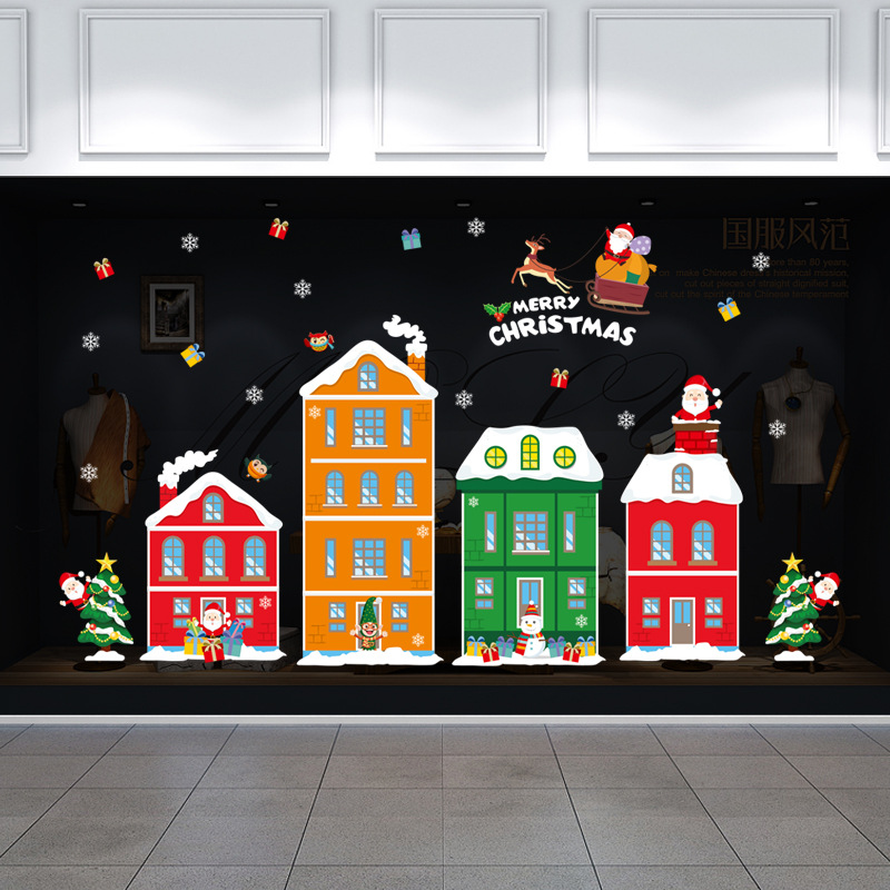 MAMALOOK Christmas Home Decor Santa Claus Sticker PVC Vinyl Wall / Window Wallpaper Modern Year Room Decor