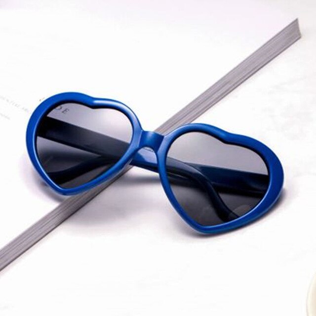 Miłość w kształcie serca efekty okulary oglądaj światła zmieniają się w kształt serca w nocy dyfrakcyjne okulary kobiety refrakcja Sunglasse: Niebieski