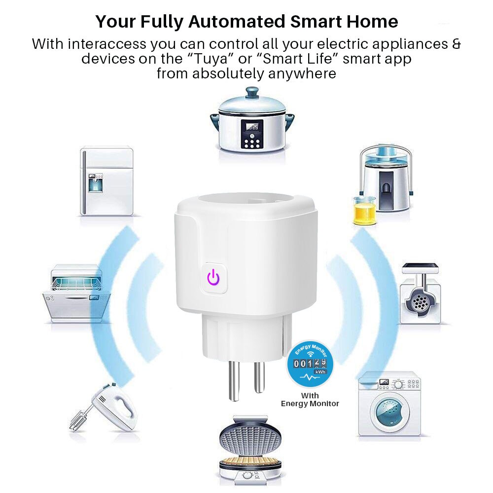 Wifi Smart Plug Socket Eu 16A Power Monitor Timing Functie Smart Leven App Controle Werk Met Alexa Google Assistent 100-240V