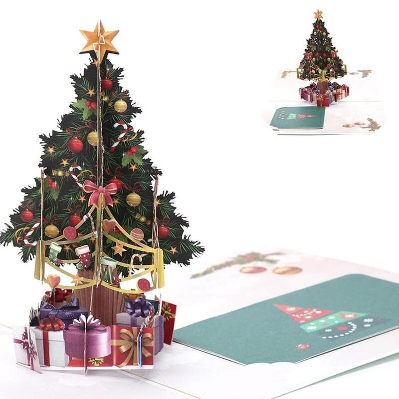 1pcs 3D Christmas Card Greetings Card Postcard Envelope DIY Wedding Card Greetings Party Birthday Christmas For Children Gi X6F8