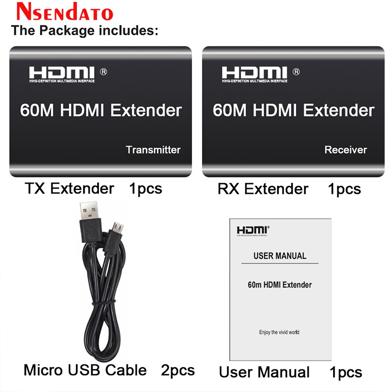 1080P 60Hz HDMI Extender Sender Transmitter Receiver Over Cat5e/Cat6 RJ45 HDMI Extender 60m HDMI Extender Switch For PC DVD PS4
