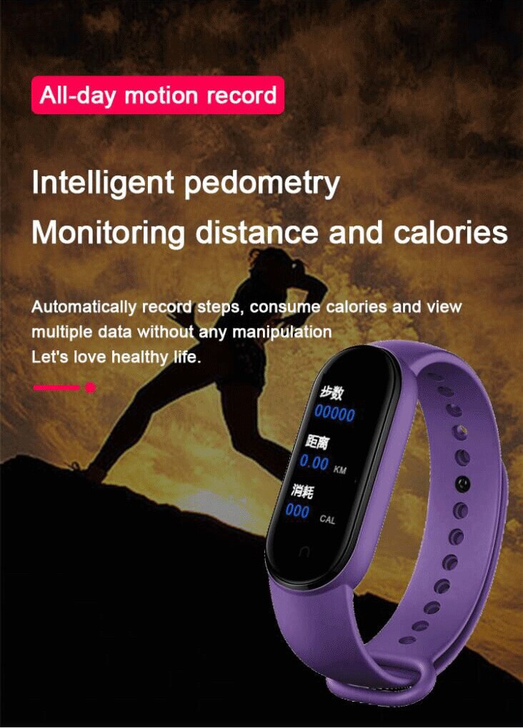 M5 Smart Armband Bluetooth Hartslagmeter Sport Fitness Tracker Waterdicht Vrouwen Mannen Horloge Slimme Band