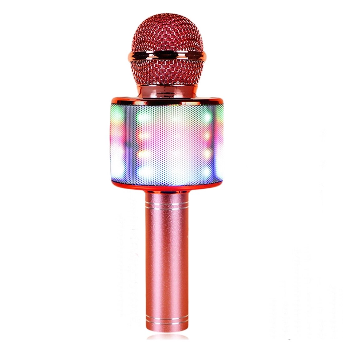WS858 Senza Fili Bluetooth Microfono karaoke Microfono A Condensatore Professionale Microfono Radio studio di Registrazione Mic con la Luce del portato: rosa oro Upgraded