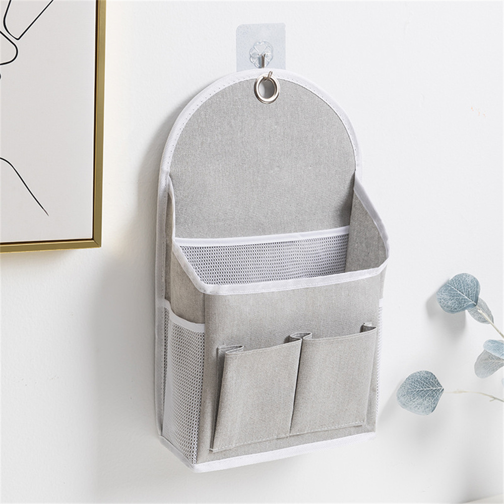 Fabric Hanging Storage Bag for Dormitory Wall Mounted Wall Door Bags Dual-Pocket Side Mesh Organizer Book Magazine Phone Holder: black