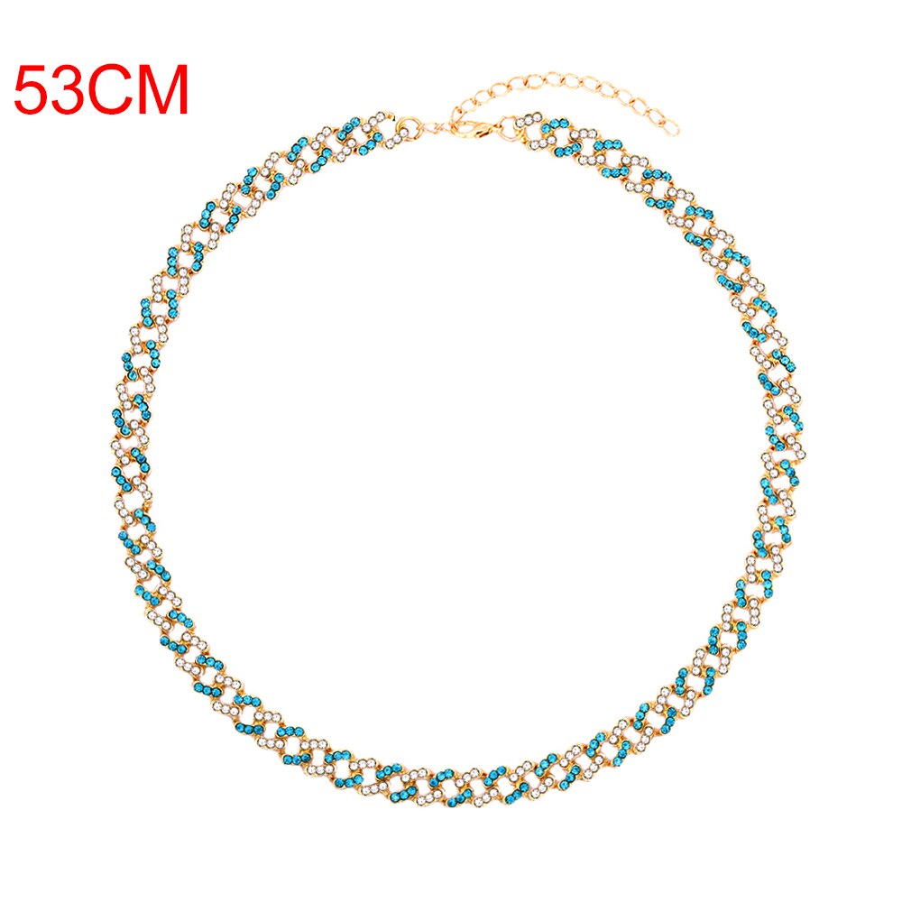 Punk 9MM ghiacciato Bling Miami catena a maglia cubana colore misto Miami cordolo girocollo collana di strass di cristallo per gioielli da donna: 054904MC