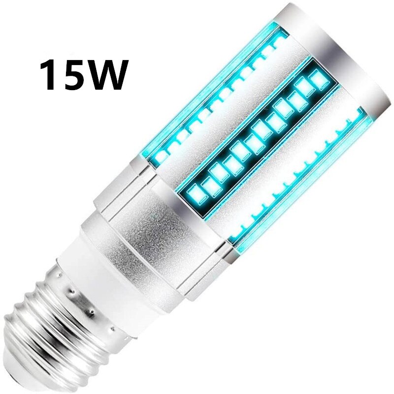 Uvc Led Lamp E27 Uv Led Lamp 15W 20W Desinfection Licht Led Corn Bulb 220V Ultraviolet Licht bacteriedodende Sterilisatie Lamp: 15W