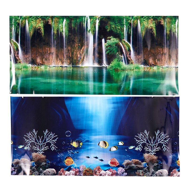 Blue Fresh Sea Background Aquarium Ocean Landscape Poster Fish Tank Background: Default Title