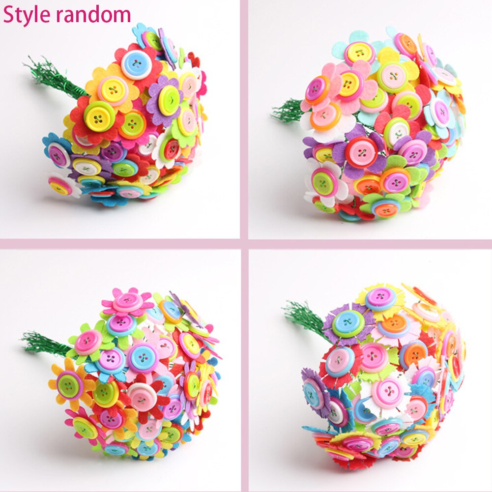 Bricolage artisanat à la main enfants maternelle décoration Bouquet bouton fleur Kit maison feutre pétales enfants jouet chambre couleur aléatoire