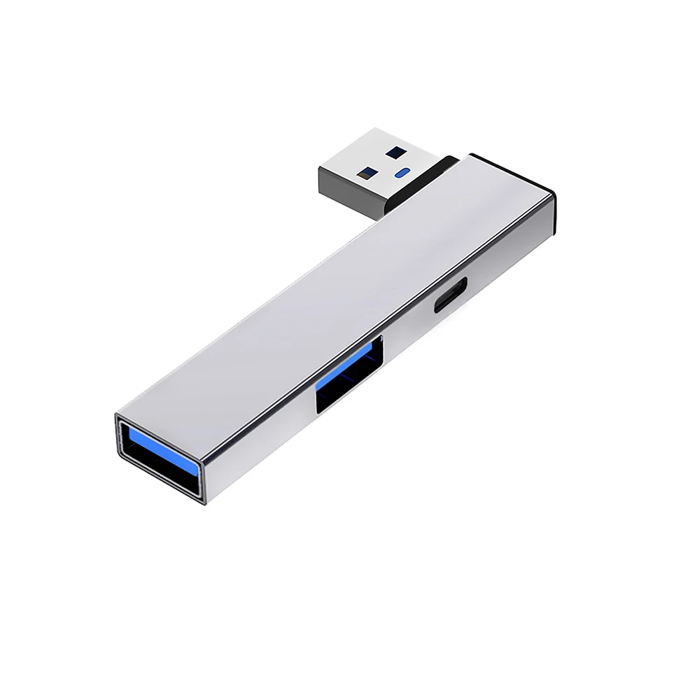 4 in 1 kompakt usb-c-hub i aluminium usb 3.0- hub typ c till typ c och dubbel usb-portshub för mångsidig enhetsanslutning: Vit