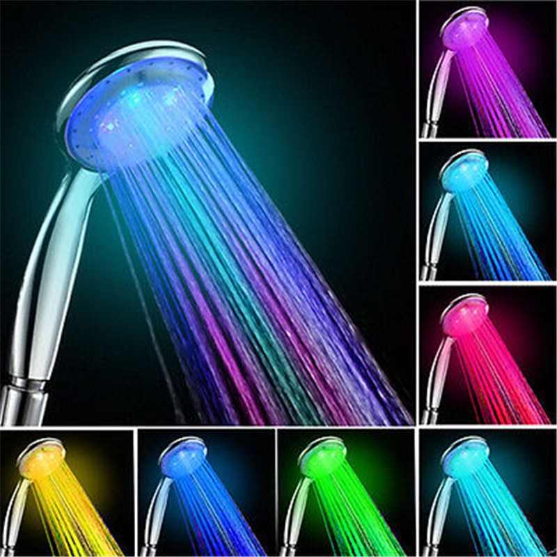 Led anion bruser spa brusehoved trykvand - besparende temperaturkontrol farverig håndholdt stor regnbruser
