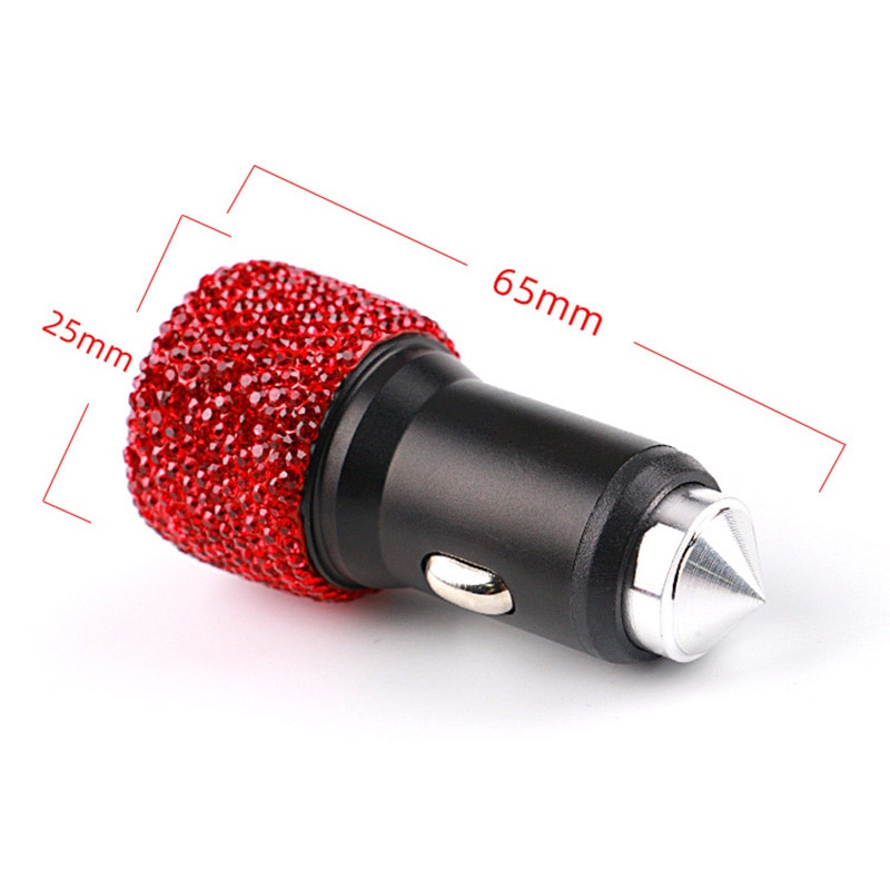 Cargador USB Dual para coche, accesorio para teléfono móvil, tableta, GPS, Cable de diamante de cristal, encendedor de cigarrillos, con Cable USB para teléfono