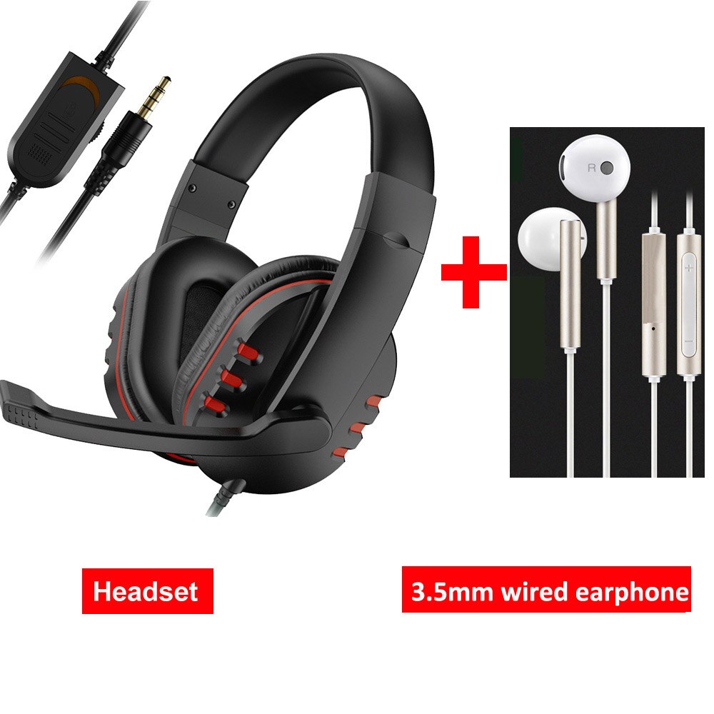 Auriculares estéreo para videojuegos, cascos con cable de 3,5mm para Xbox one, PS4, PC, con micrófono y Control de volumen: Red Add H