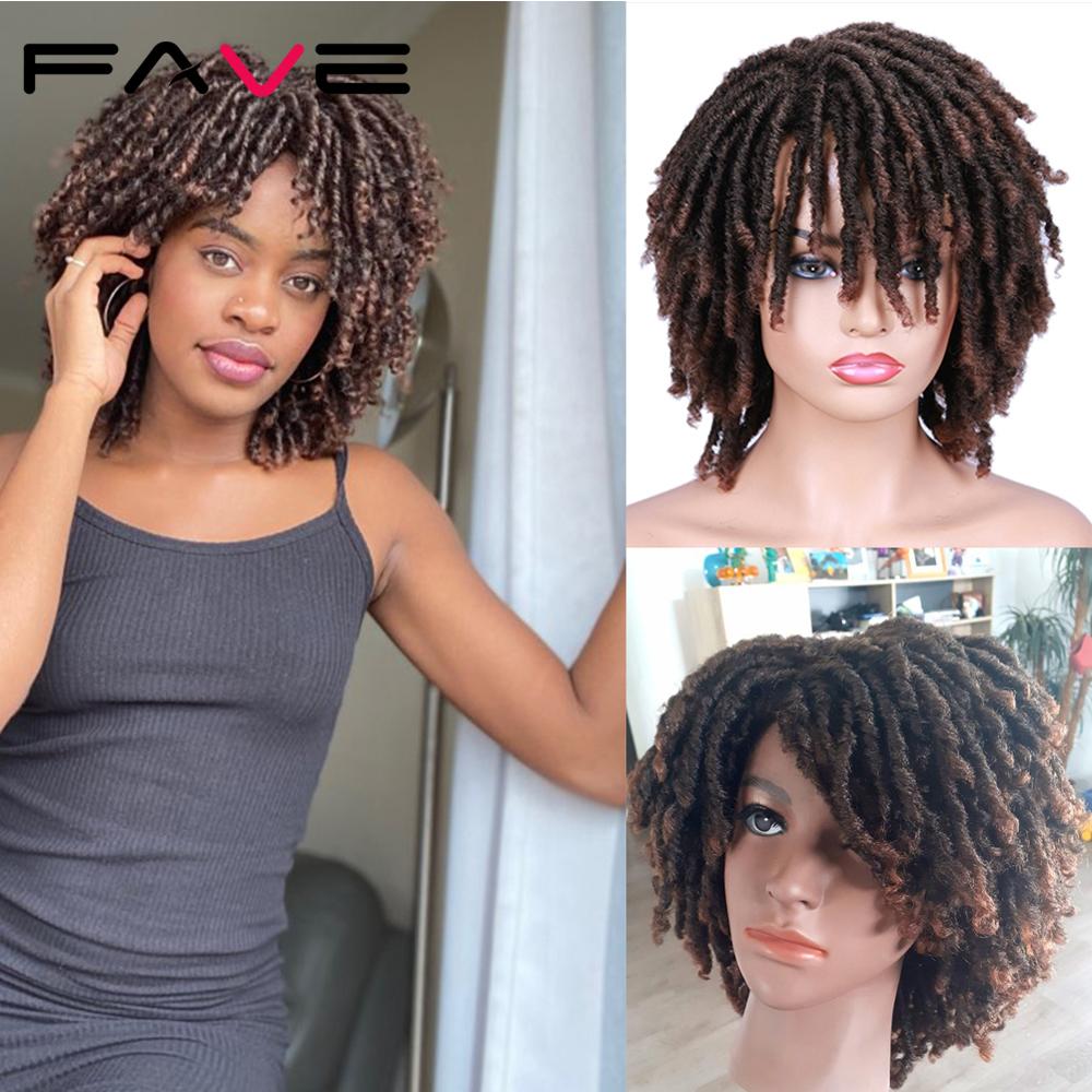 FAVE Dreadlock perruque noir Afro cheveux bouclés tressé torsion Dreadlock perruques résistant à la chaleur fibre synthétique quotidien fête perruque pour les femmes: 1B/30HL