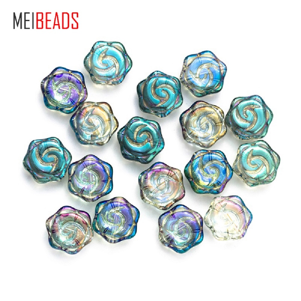 Meibeads 20 Stks/partij 15 Mm Kleurrijke Crystal Plum Bloemvorm Kralen Voor Accessoires Armband Diy Sieraden Maken EY6070