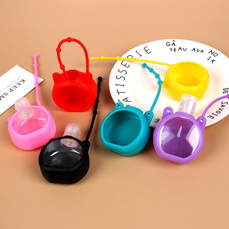 Contenedor de jabón líquido botella vacía portátil de 30ml botella de desinfectante de manos con funda protectora de silicona desmontable