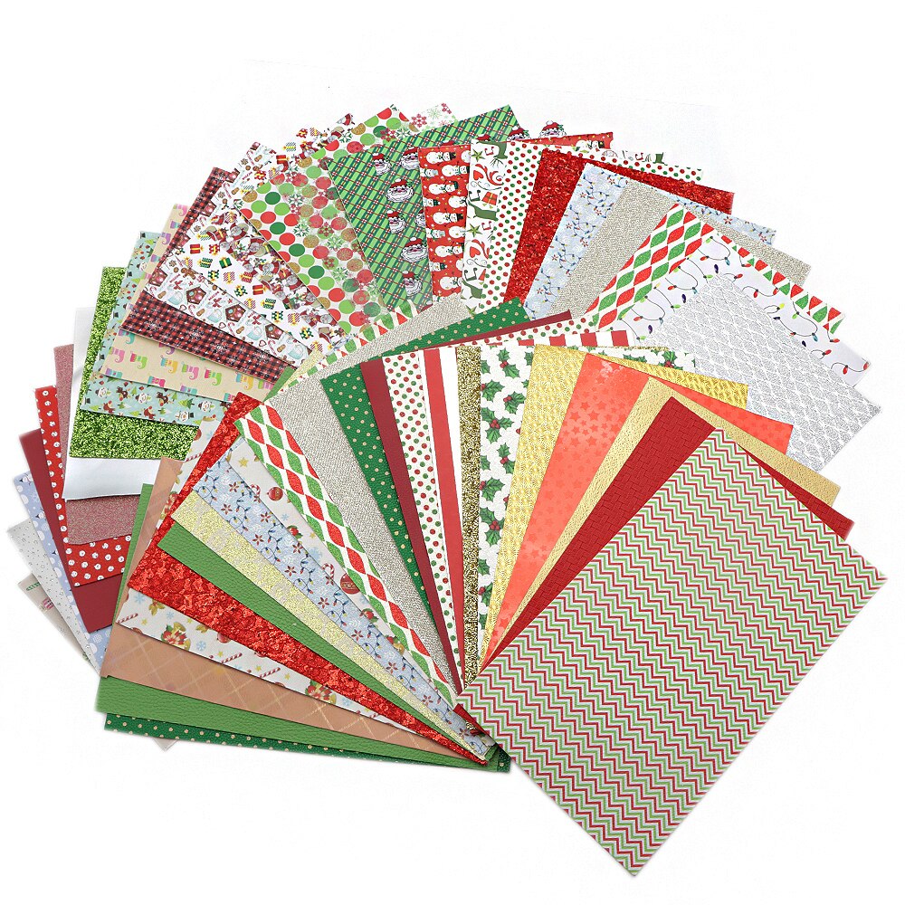 David tillbehör 10 st 20*34cm jultryckta slumpmässiga mönster konstlädertyg för rosetter för rosett handgjorda ,1 yc 12210